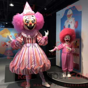 Rosa klovnemaskotdraktfigur...