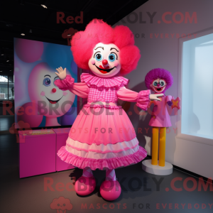 Rosa klovnemaskotdraktfigur...