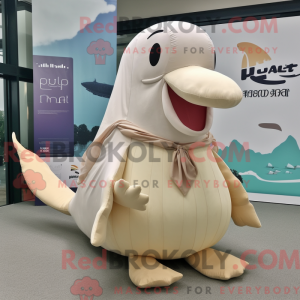 Beige pukkelhval maskot...