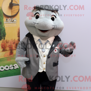 Grå Moussaka maskot kostume...