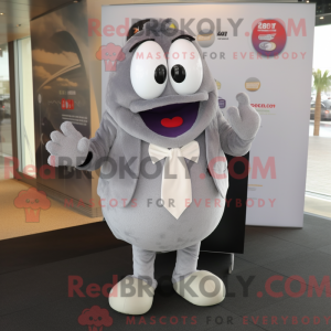 Grå Moussaka maskot kostume...