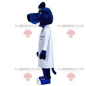 Maskotka niebieski pies z płaszczem lekarza - Redbrokoly.com