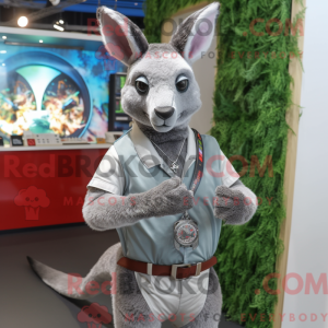 Sølv kenguru maskot drakt...