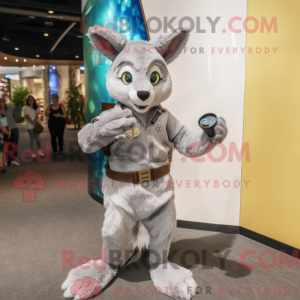 Sølv kenguru maskot drakt...