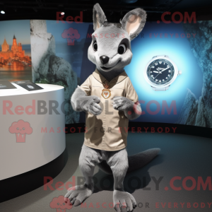 Sølv kænguru maskot kostume...
