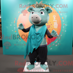 Teal Wild Boar mascot...