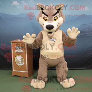 Tan Say Wolf maskot kostume...