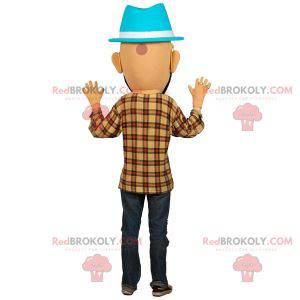 Bearded mand maskot med briller og hat - Redbrokoly.com