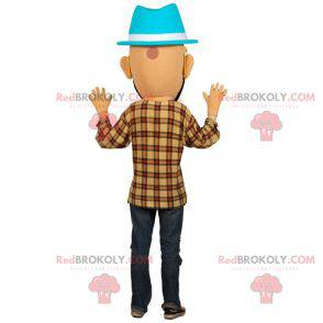 Mascotte uomo barbuto con occhiali e cappello - Redbrokoly.com