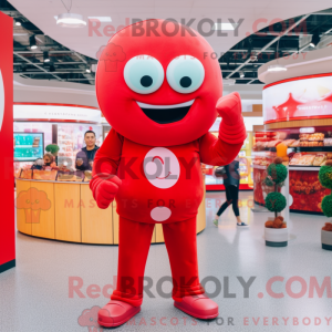 Red Donut maskot kostume...