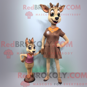 Tan Deer maskot kostume...