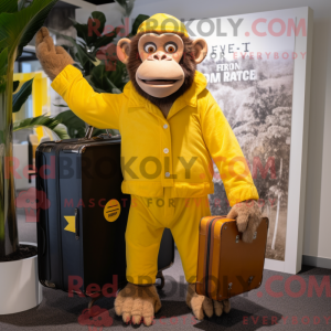 Gul sjimpanse maskot drakt...