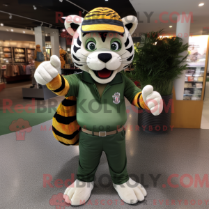 Olive Tiger-mascottekostuum...
