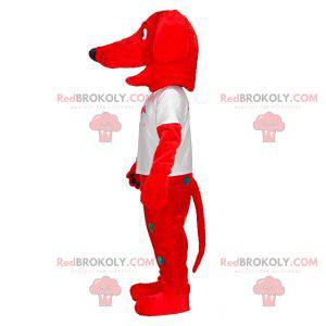 Červený pes maskot s barevnými puntíky - Redbrokoly.com