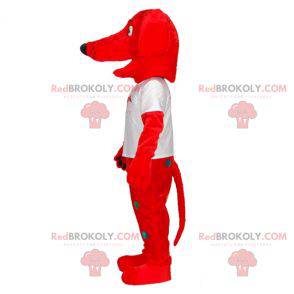 Red dog mascot with colorful polka dots - Redbrokoly.com