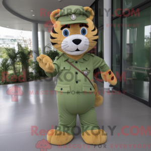 Olive Tiger-mascottekostuum...