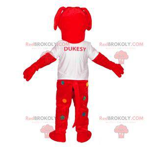 Rotes Hundemaskottchen mit bunten Tupfen - Redbrokoly.com