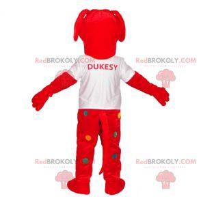 Rotes Hundemaskottchen mit bunten Tupfen - Redbrokoly.com