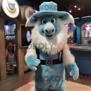 Blå angora geit maskot...