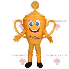 Yellow trophy mascot with blue eyes. Cup mascot - Redbrokoly.com