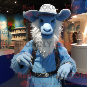 Blå angora geit maskot...