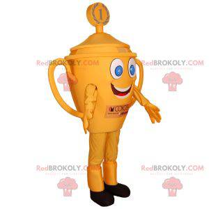 Yellow trophy mascot with blue eyes. Cup mascot - Redbrokoly.com