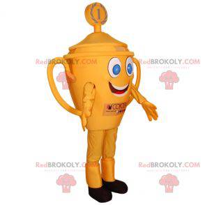 Yellow trophy mascot with blue eyes. Cup mascot - Redbrokoly.com