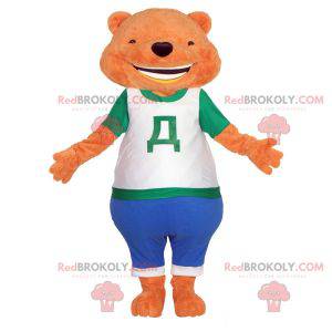 Mascotte de nounours orange. Mascotte d'ours orange -