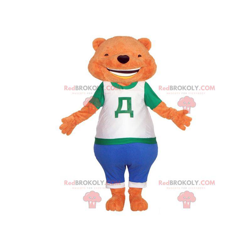 Mascote urso de pelúcia laranja. Mascote urso laranja -