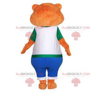 Mascotte de nounours orange. Mascotte d'ours orange -