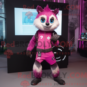 Pink Raccoon mascot costume...