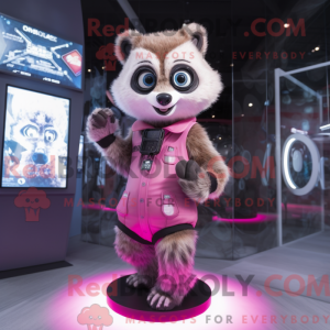 Pink Raccoon mascot costume...