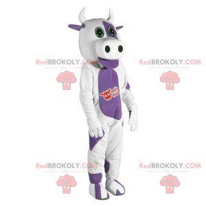 Mascotte de vache blanche et violette. Costume de vache -