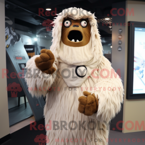 Fantasia de mascote Yeti bege com moletom e presilhas para cachecol - Mascotes Yetis - REBROKO_235726 - RedBrokoly.com