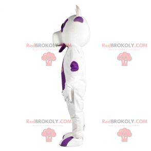 Mascotte de vache blanche et violette. Costume de vache -