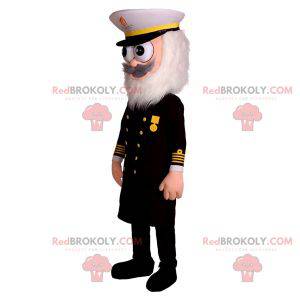 Kapitein mascotte met een uniform en een witte baard -