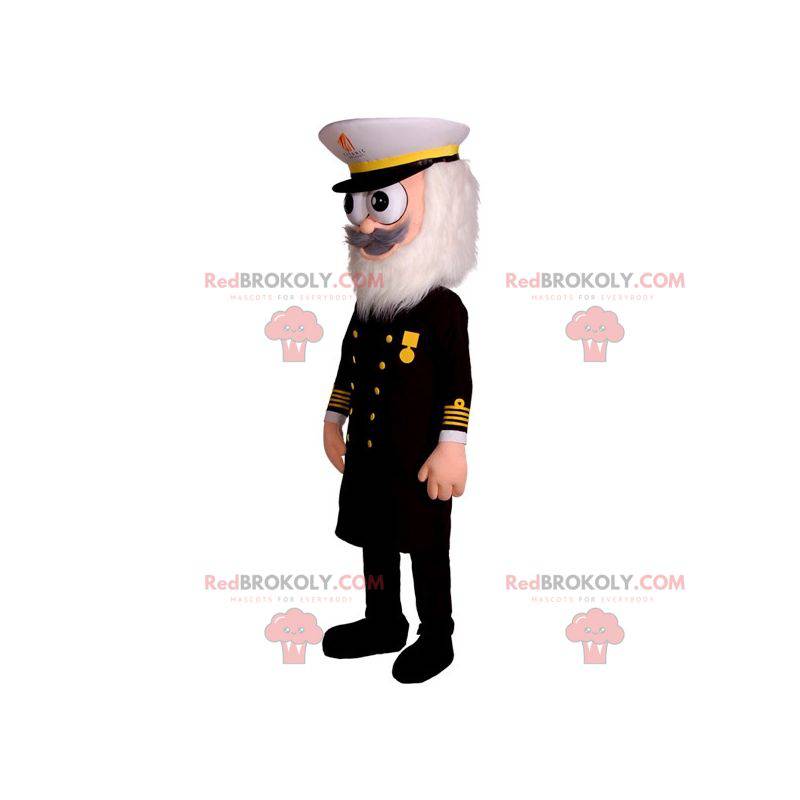 Kaptein maskot med uniform og hvitt skjegg - Redbrokoly.com