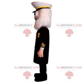 Kaptein maskot med uniform og hvitt skjegg - Redbrokoly.com
