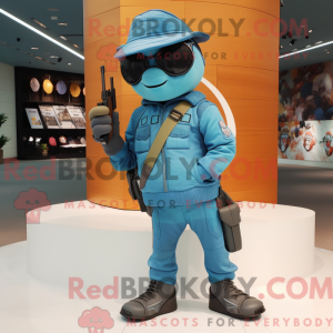 Cyan Sniper mascot costume...