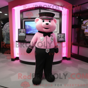 Pink Police Officer mascot...