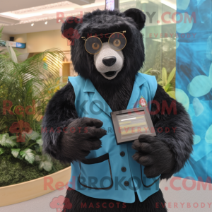 Cyan Spectacled Bear mascot...