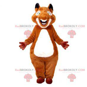 Very cute and hairy brown and white squirrel mascot -