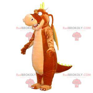 Giant beige and yellow brown dragon mascot - Redbrokoly.com