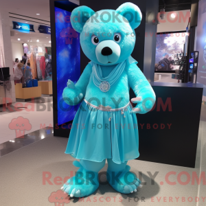 Cyan Bear-maskotdraktfigur...