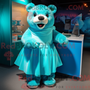 Cyan Bear-maskotdraktfigur...