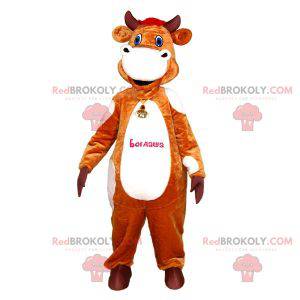 Realistic and funny brown and white cow mascot - Redbrokoly.com