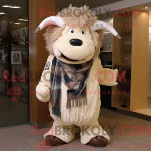 Beige Bison-mascottekostuum...
