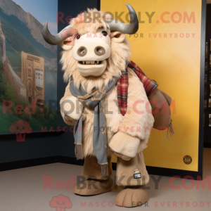 Beige Bison-mascottekostuum...