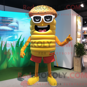 Guld hamburger maskot...
