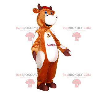 Realistic and funny brown and white cow mascot - Redbrokoly.com